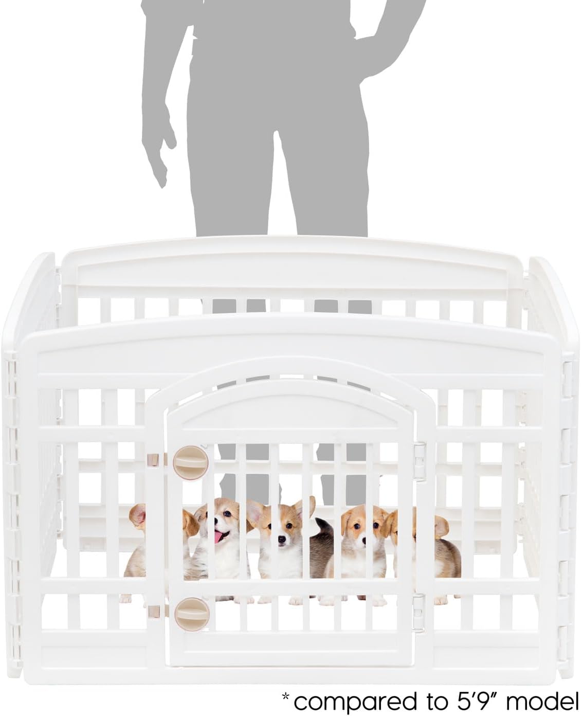 IRIS USA 24 4-Panel Dog Playpen with Door, 35 x 35 x 24, Puppy Playpen, Dog Play Pen Indoors, Pet Fence, Puppies/Small Dogs, White